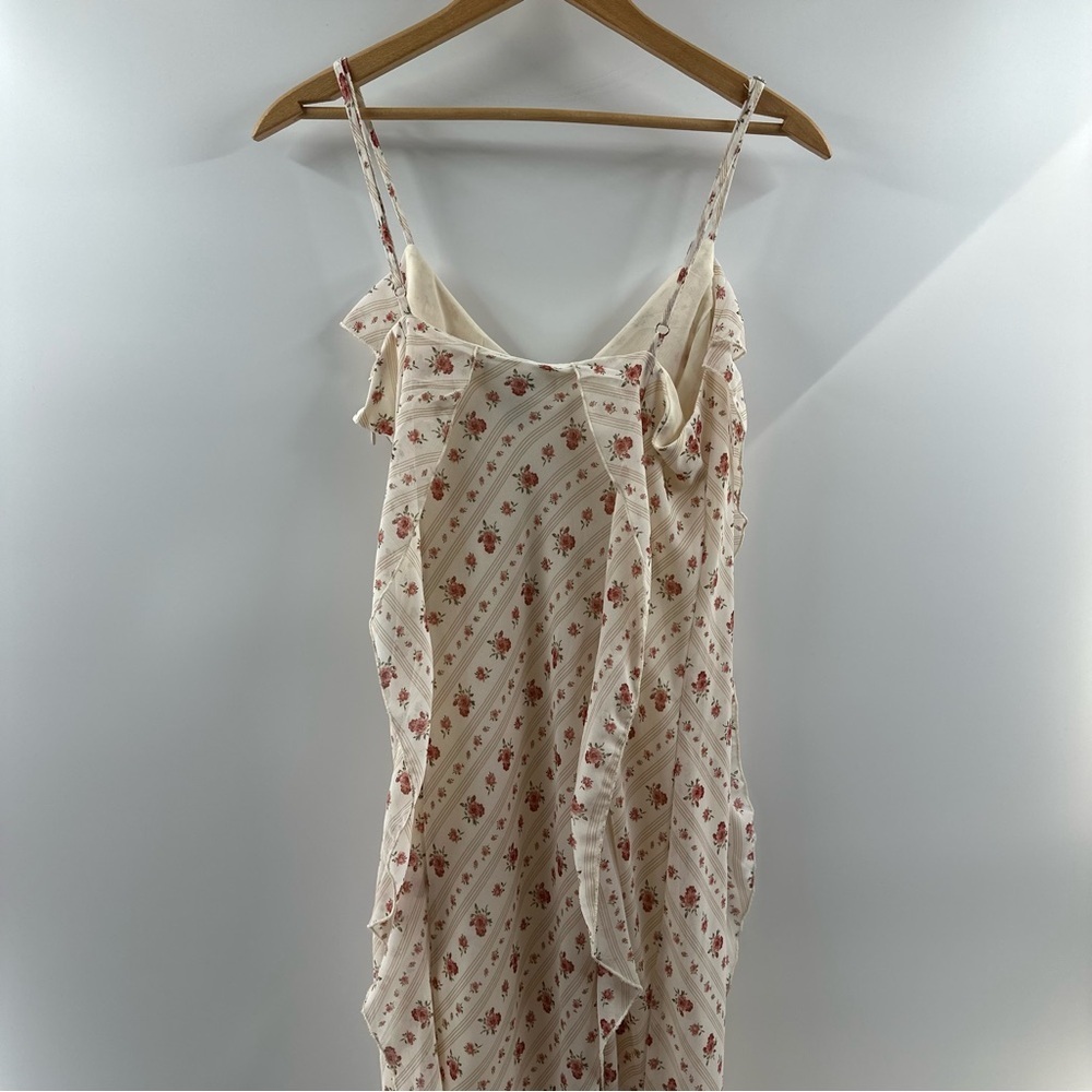 Forever 21 Ivory Floral Maxi Dress with Mauve Stripes – Size M - Picture 6 of 6
